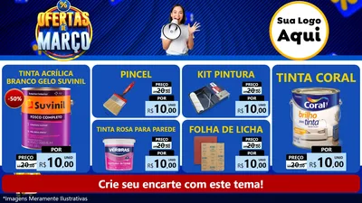 Modelo de TV para TV Horizontal com o tema Ofertas de Março para Tintas e Ferramentas