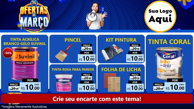 Modelo de TV para TV Horizontal com o tema Ofertas de Março para Tintas e Ferramentas