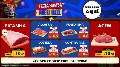Modelo de TV para TV Horizontal com o tema Festa Bumba meu Boi para Açougue