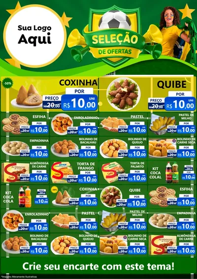 Modelo de Encarte para Encarte A4 Vertical com o tema Seleção de Ofertas - Copa para Salgadaria