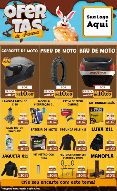 Modelo de Encarte para Encarte Grande com o tema Ofertas de Páscoa para Moto peças