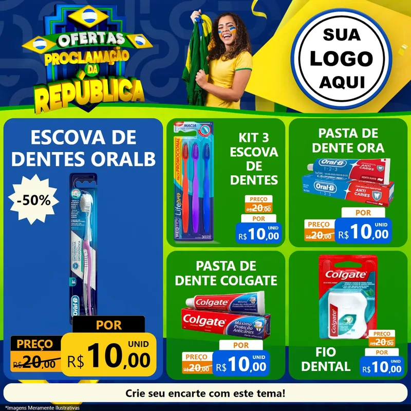 Modelo de Rede Social para Feed Facebook com o tema Ofertas Proclamação da República para Higiene Pessoal