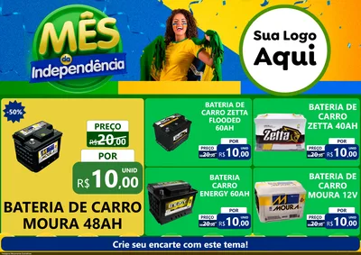 Modelo de Encarte para Encarte A4 Horizontal com o tema Mês da Independência para Baterias Elétricas