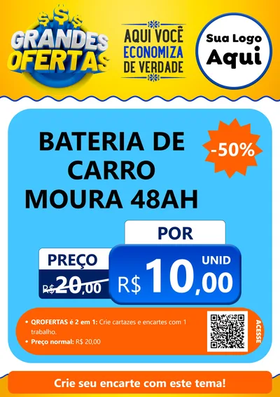 Modelo de Cartaz para Cartaz A4 Vertical com o tema Grandes Ofertas para Baterias Elétricas