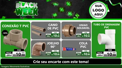 Modelo de TV para TV Horizontal com o tema Black Week para Tubos e conexões
