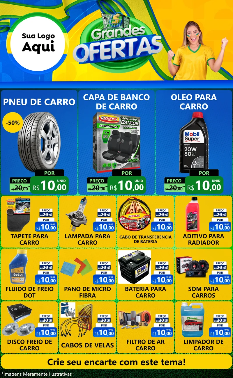 Modelo de Encarte para Encarte Grande com o tema Grandes Ofertas para Auto peças