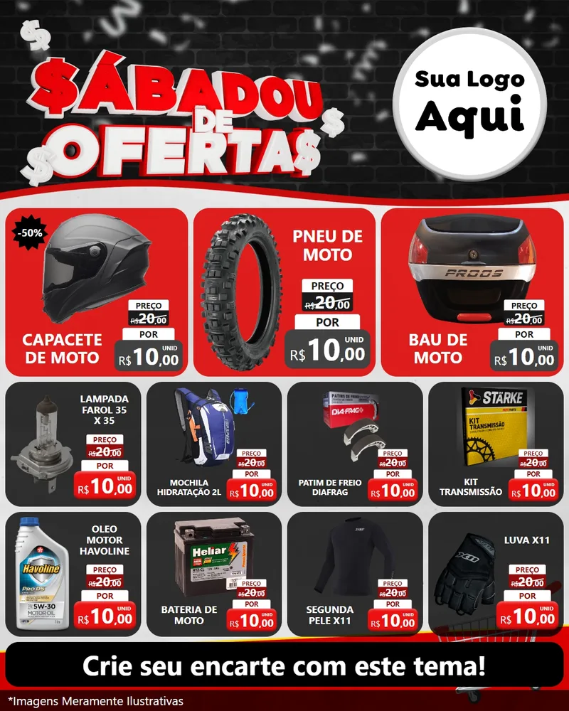 Modelo de Rede Social para Feed Instagram com o tema Sabadou de Ofertas para Moto peças