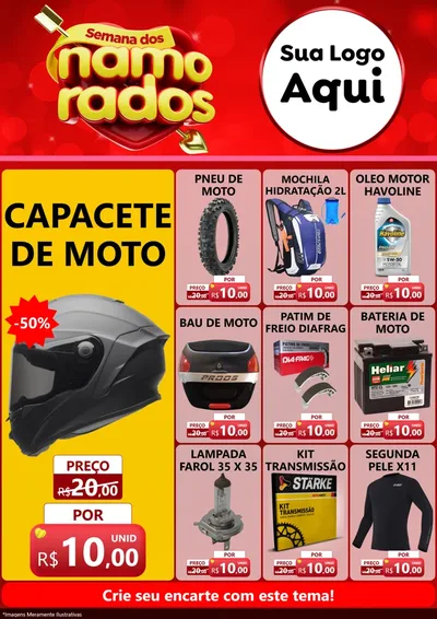 Modelo de Encarte para Encarte A4 Vertical com o tema Semana dos namorados para Moto peças