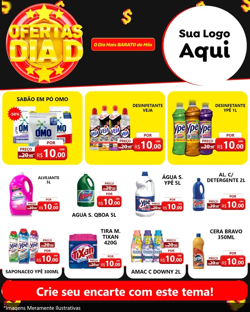 Modelo de Rede Social para Feed Instagram com o tema Dia D para Produtos de Limpeza