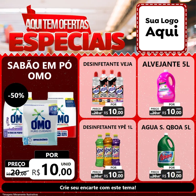 Modelo de Rede Social para Feed Facebook com o tema Aqui Tem Ofertas Especiais para Produtos de Limpeza