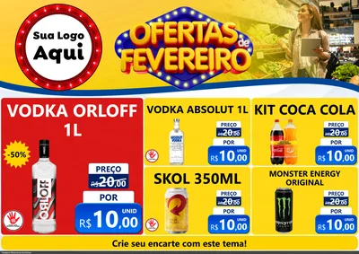 Modelo de Encarte para Encarte A4 Horizontal com o tema Ofertas de Fevereiro para Distribuidora de bebidas