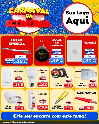 Modelo de Rede Social para Feed Instagram com o tema Carnaval da Economia para Materiais Elétricos