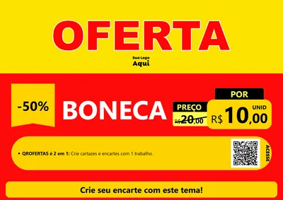 Modelo de Cartaz para Cartaz A4 Horizontal com o tema OFERTA - Vermelho Cartaz para Brinquedos
