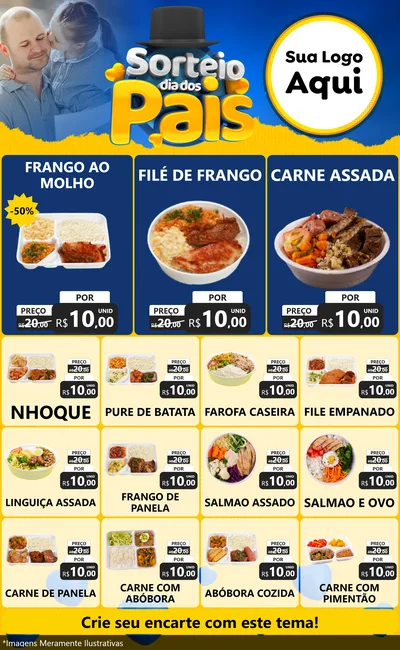Modelo de Encarte para Encarte Grande com o tema Sorteio Dia Dos Pais para Restaurante