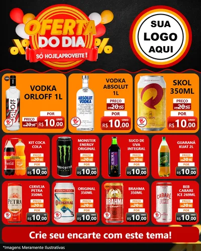 Modelo de Rede Social para Feed Instagram com o tema Oferta do Dia - Só hoje, Aproveite! para Distribuidora de bebidas