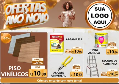 Modelo de Encarte para Encarte A4 Horizontal com o tema Ofertas de Ano Novo para Material para Construção