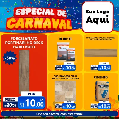 Modelo de Rede Social para Feed Facebook com o tema Especial de Carnaval para Pisos e revestimentos