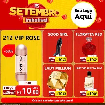Modelo de Rede Social para Feed Facebook com o tema Setembro Imbatível para Perfumes