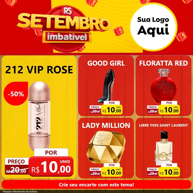 Modelo de Rede Social para Feed Facebook com o tema Setembro Imbatível para Perfumes