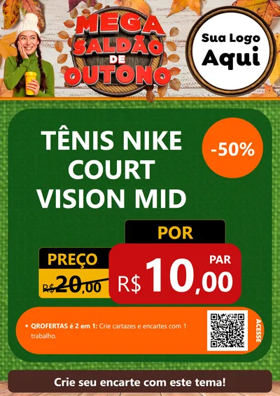 Modelo de Cartaz para Cartaz A4 Vertical com o tema Mega Saldão de Outono para Calçados