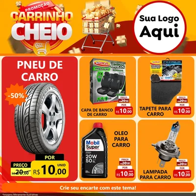 Modelo de Rede Social para Feed Facebook com o tema Promoção carrinho cheio para Auto peças