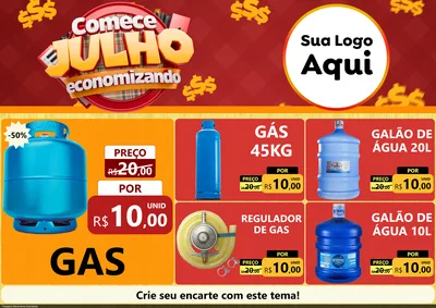 Modelo de Encarte para Encarte A4 Horizontal com o tema Comece Julho Economizando para Água e gás