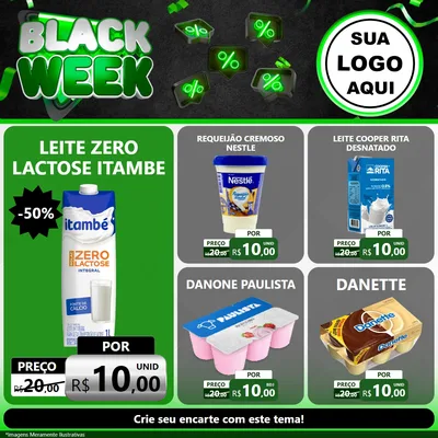 Modelo de Rede Social para Feed Facebook com o tema Black Week para Frios e Laticínios