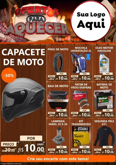 Modelo de Encarte para Encarte A4 Vertical com o tema Ofertas Para Aquecer para Moto peças