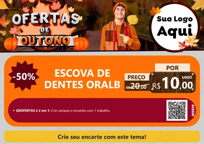 Modelo de Cartaz para Cartaz A4 Horizontal com o tema Ofertas de Outono para Higiene Pessoal
