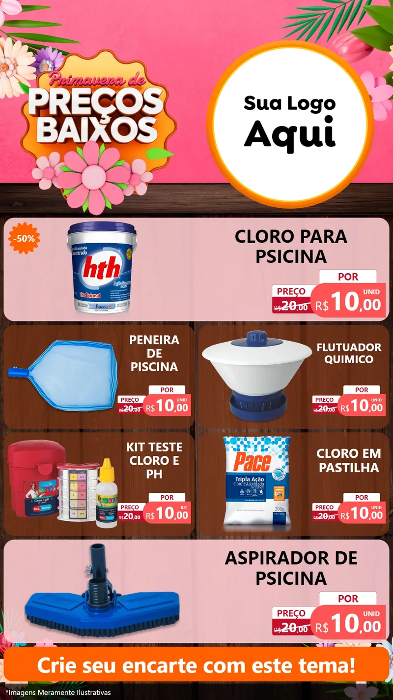 Modelo de TV para TV Vertical com o tema Primavera de Preços Baixos para Produtos para Piscina