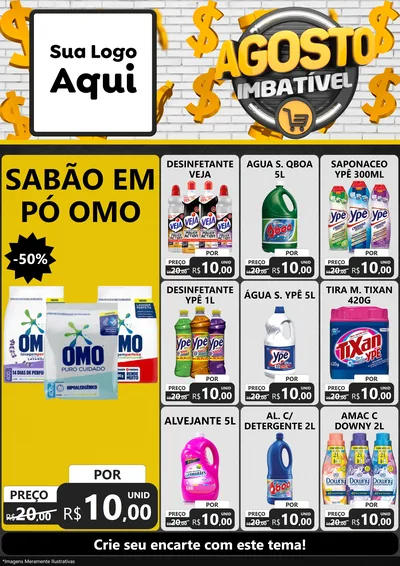 Modelo de Encarte para Encarte A4 Vertical com o tema Agosto imbatível para Produtos de Limpeza