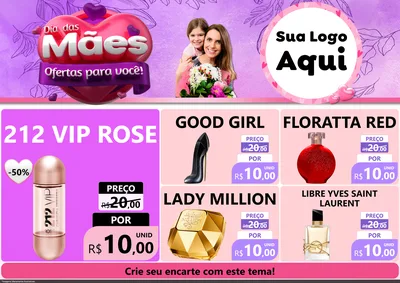 Modelo de Encarte para Encarte A4 Horizontal com o tema Dia das Mães Ofertas para Você! para Perfumes
