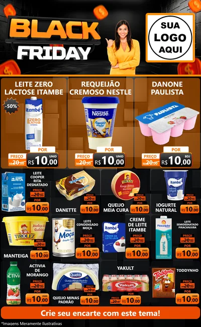 Modelo de Encarte para Encarte Grande com o tema Black Friday para Frios e Laticínios