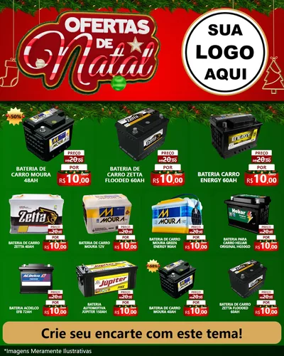 Modelo de Rede Social para Feed Instagram com o tema Ofertas de Natal para Baterias Elétricas