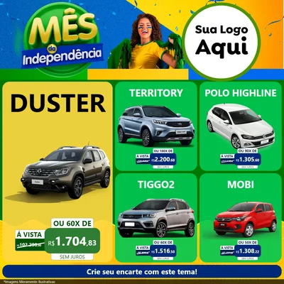 Modelo de Rede Social para Feed Facebook com o tema Mês da Independência para Concessionaria de Carros