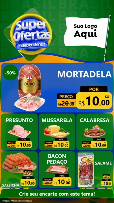 Modelo de Rede Social para Stories com o tema Super Ofertas de Independência para Frios e Laticínios