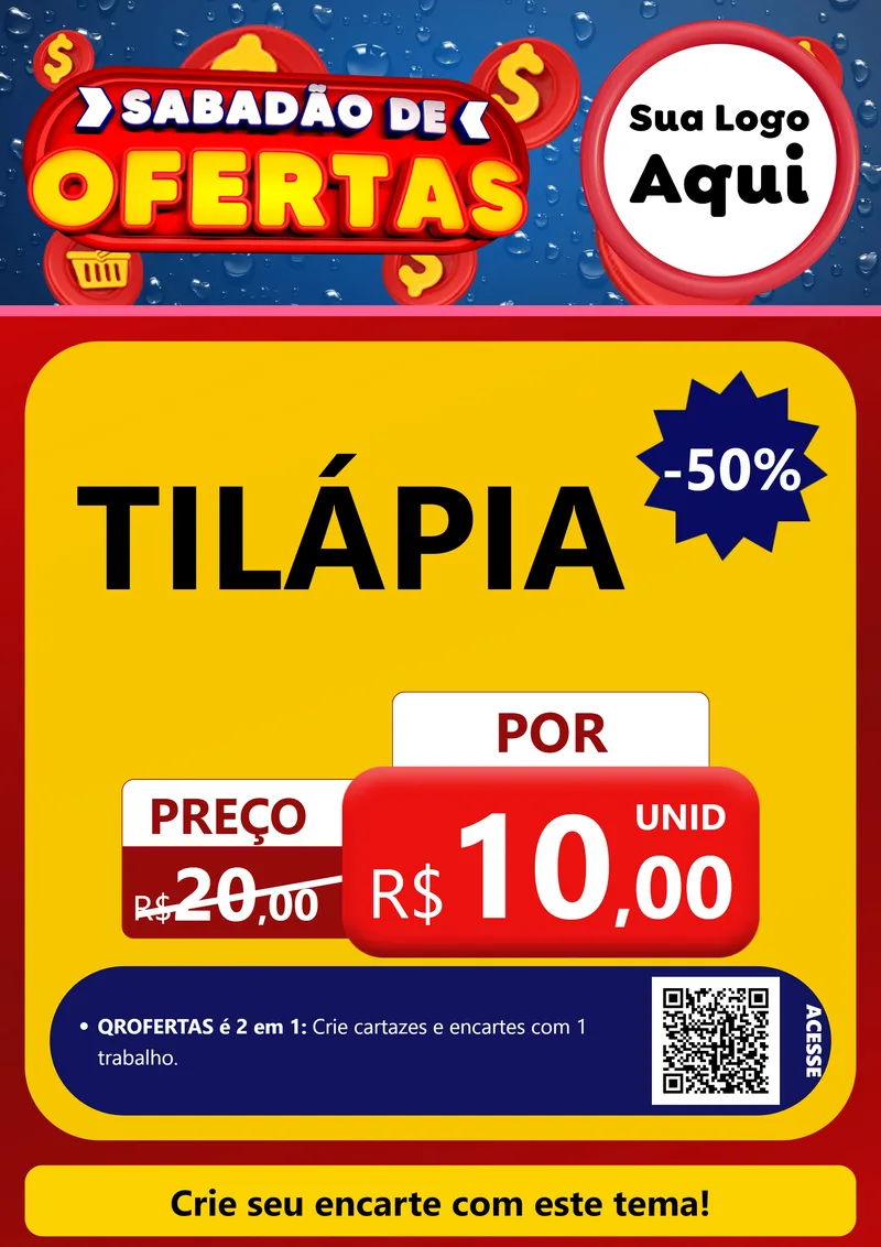 Modelo de Cartaz para Cartaz A4 Vertical com o tema Sabadão de Ofertas para Peixaria
