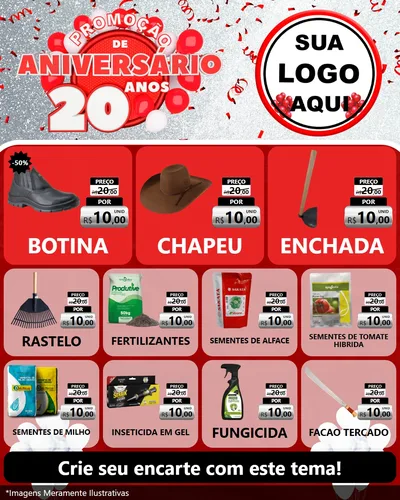 Modelo de Rede Social para Feed Instagram com o tema Promoção de Aniversário - 20 Anos para Agropecuária