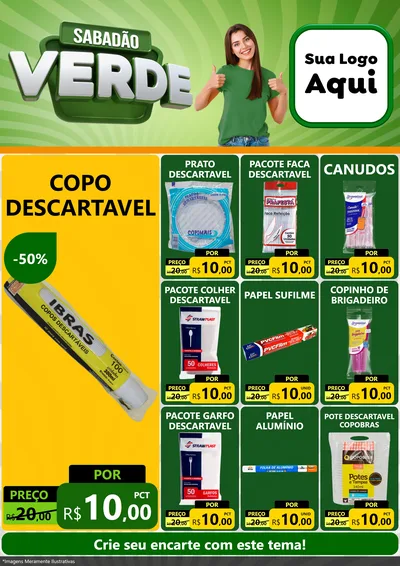 Modelo de Encarte para Encarte A4 Vertical com o tema Sabadão Verde para Embalagens