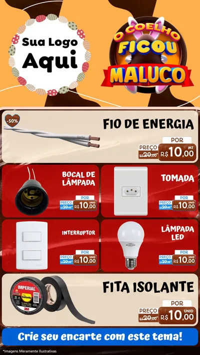 Modelo de TV para TV Vertical com o tema O Coelho Ficou Maluco - Páscoa para Materiais Elétricos