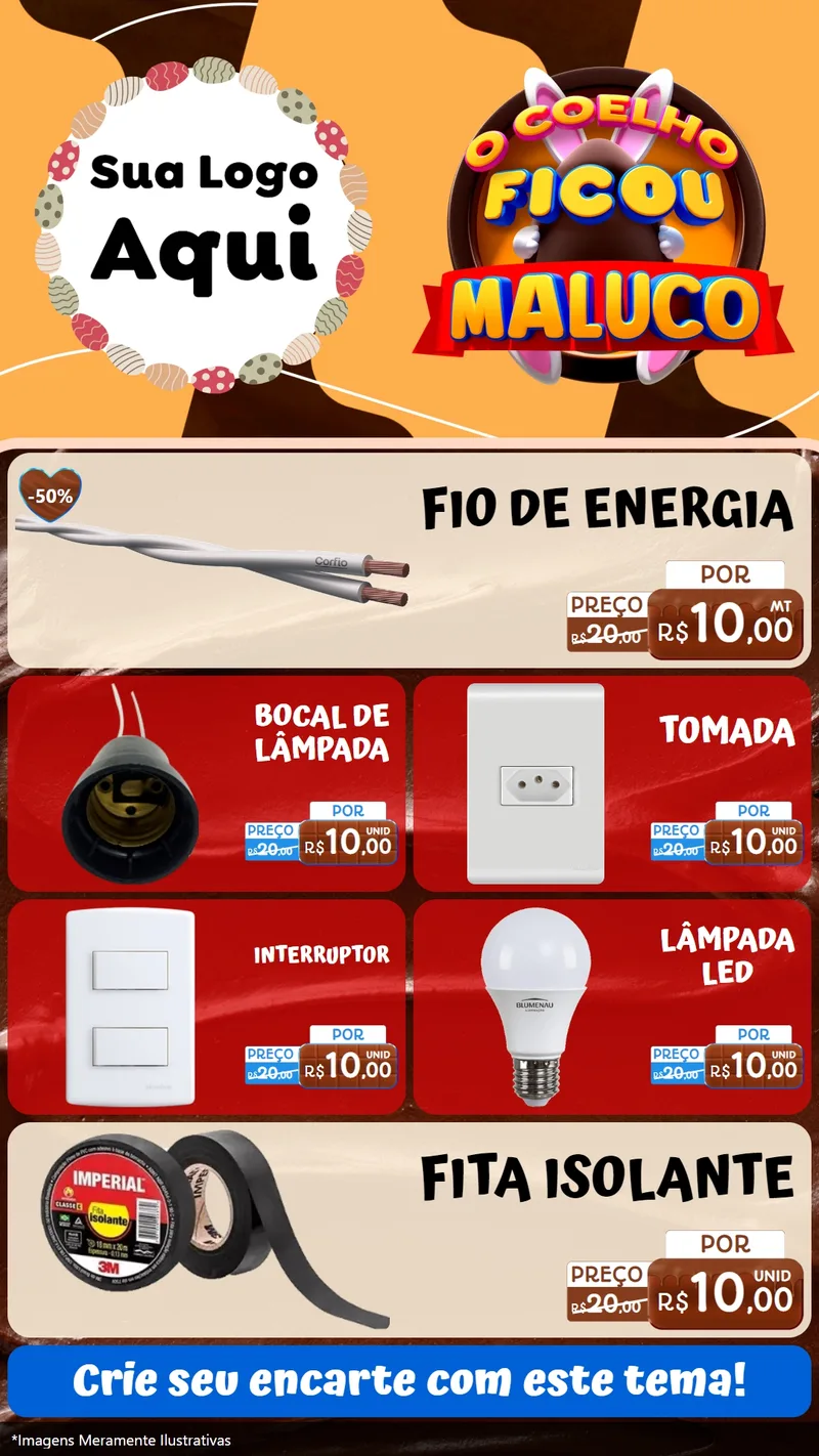 Modelo de TV para TV Vertical com o tema O Coelho Ficou Maluco - Páscoa para Materiais Elétricos