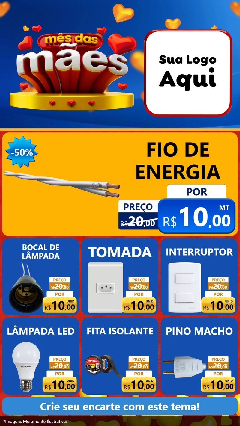 Modelo de Rede Social para Stories com o tema Mês das Mães para Materiais Elétricos