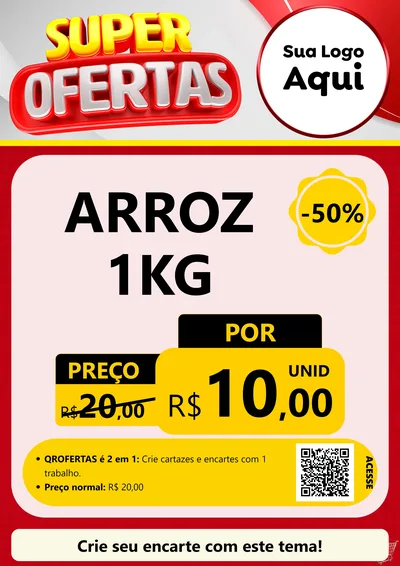 Modelo de Cartaz para Cartaz A4 Vertical com o tema Super Ofertas para Supermercado
