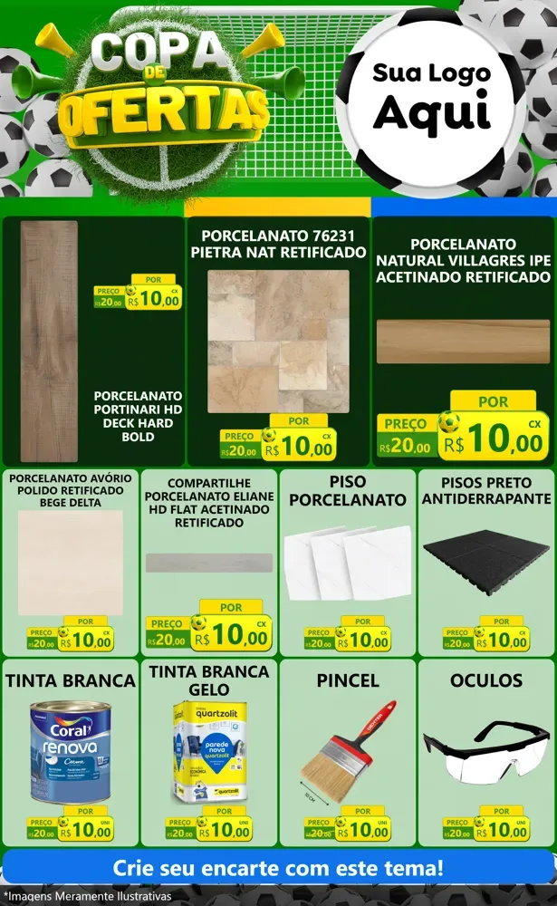 Modelo de Encarte para Encarte Grande com o tema Copa De Ofertas para Pisos e revestimentos