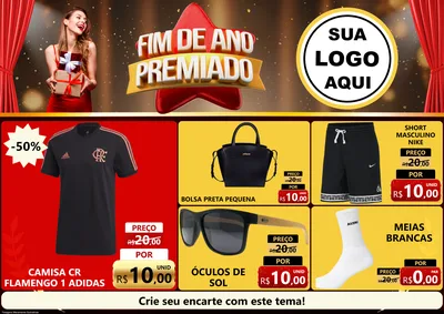 Modelo de Encarte para Encarte A4 Horizontal com o tema Fim de Ano Premiado para Roupas e acessórios