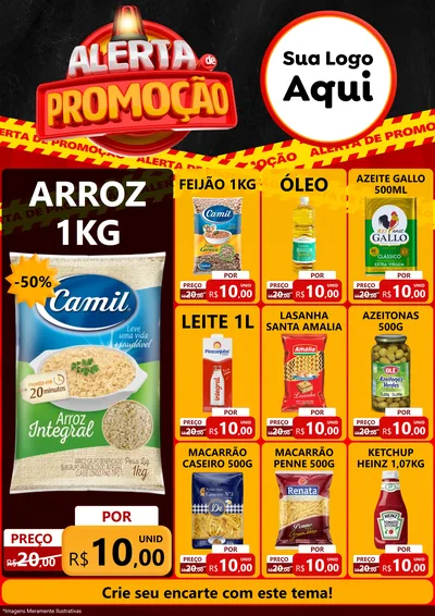 Modelo de Encarte para Encarte A4 Vertical com o tema Alerta de Promoção para Supermercado