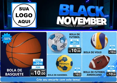 Modelo de Encarte para Encarte A4 Horizontal com o tema Black November para Artigos Esportivos