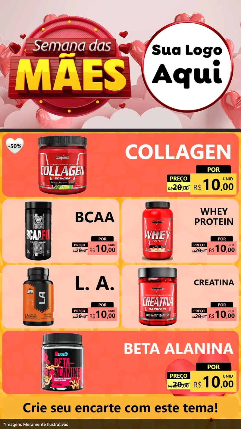 Modelo de TV para TV Vertical com o tema Semana das Mães para Suplementos alimentares