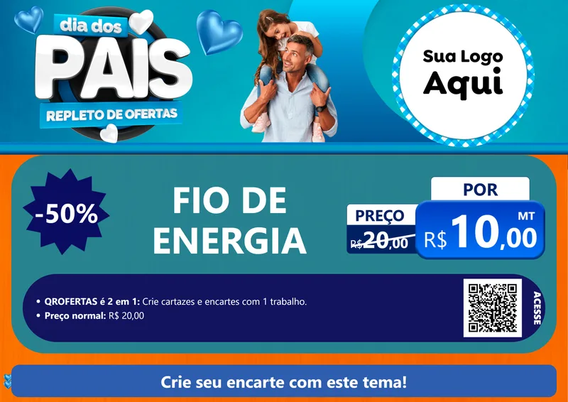 Modelo de Cartaz para Cartaz A4 Horizontal com o tema Dia Dos Pais Repleto de Ofertas para Materiais Elétricos