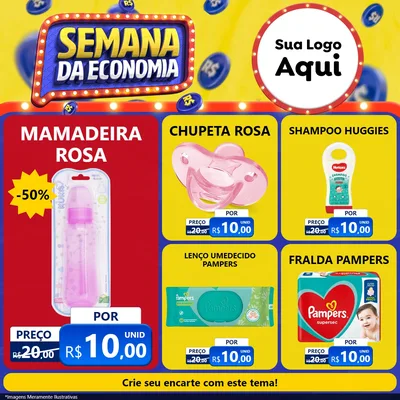 Modelo de Rede Social para Feed Facebook com o tema Semana da Economia para Bebês